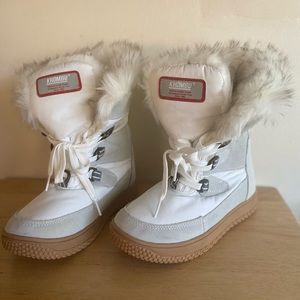 Khombu Florence Suede Faux Fur Boots - White Beige